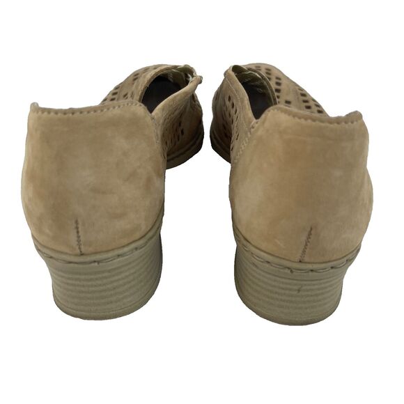 Rieker Antistress Womens 5.5 Slip On Loafers Shoes Suede Beige Laser Cut Out - Picture 4 of 5